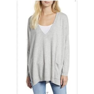 Vineyard Vines Wool and Cashmere Light Gray V-Neck Sweater